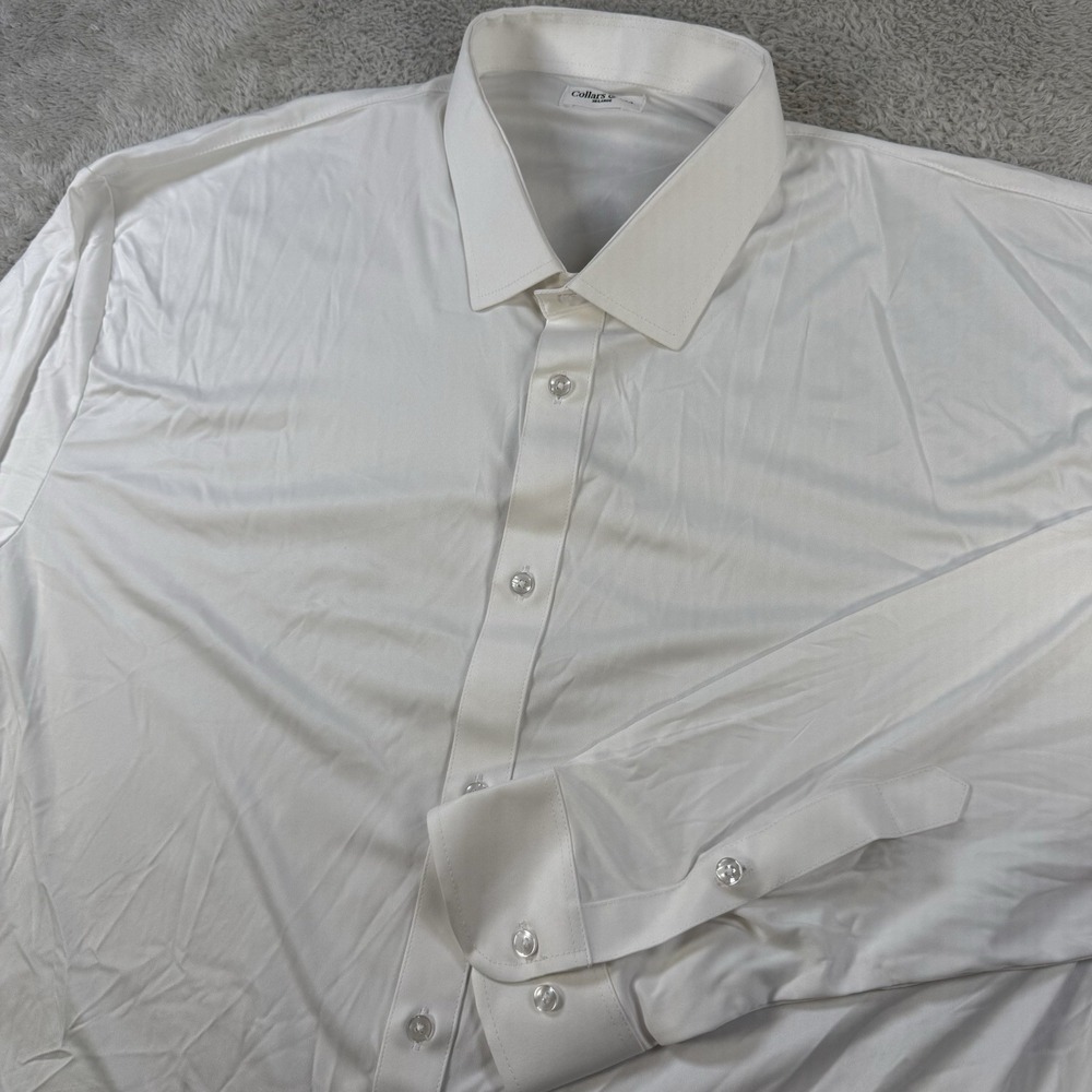 Collars and Co Polo Mens 3XL White Long Sleeve Dress Collar Performance Shirt